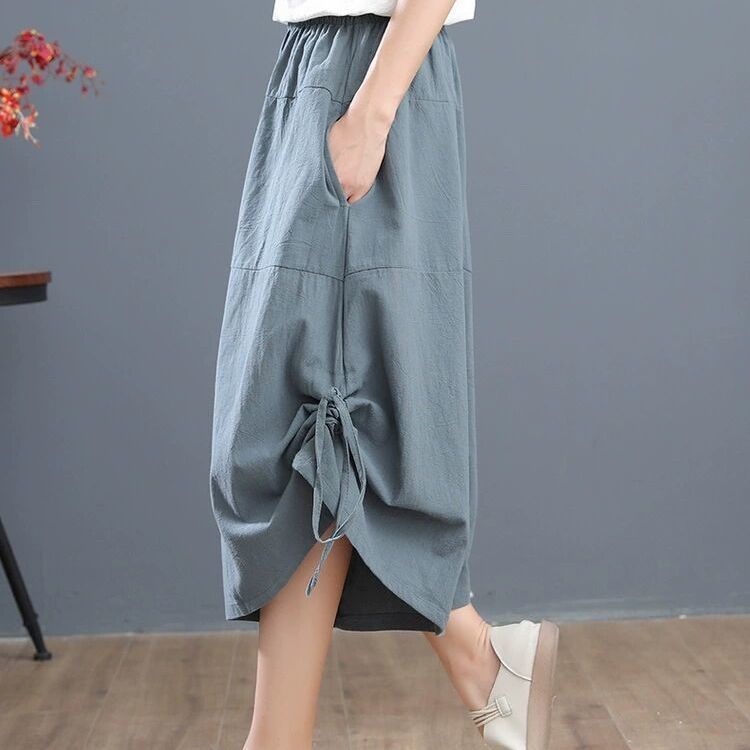 Quần Lửng Ống Rộng Lưng Thun Màu Sắc Thời Trang Mùa Hè Cho Nữ