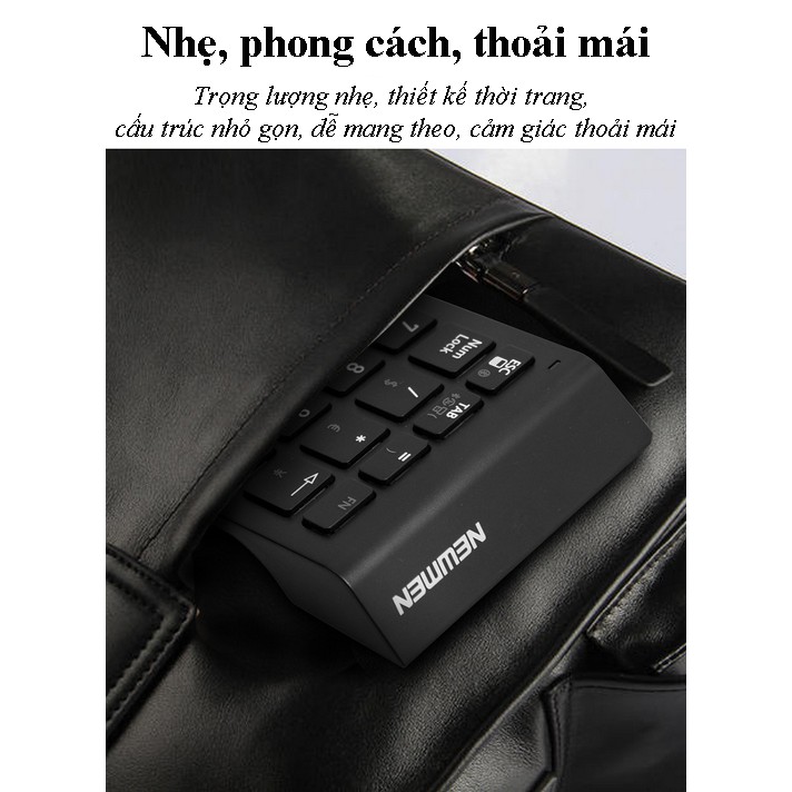 Bàn phím số không dây Dual Mode Newmen TK-029 Black (Bluetooth &amp; 2.4Ghz ) - Hàng chính hãng