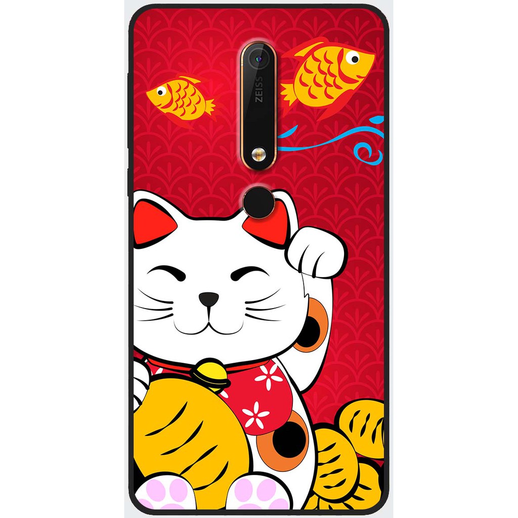Ốp lưng nhựa dẻo Nokia 5, Nokia 6 (2018) Mèo thần tài cá chép