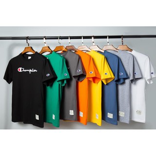 Áo Thun Cotton Ngắn Tay Thêu Chữ Champion Thời Trang Cho Nam Nữ