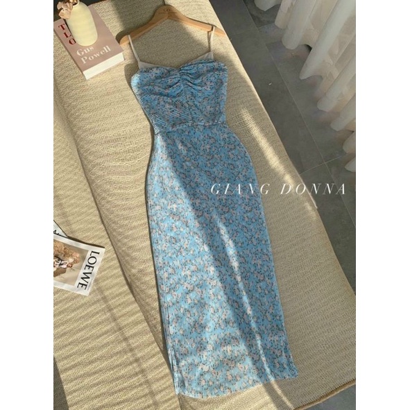 Đầm body 2 dây dập ly