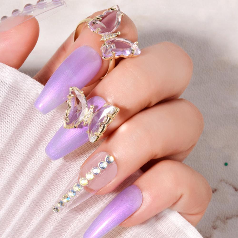 Nhẫn Hình Bướm Đính Đá Lấp Lánh Sang Trọng Dùng Trang Trí Móng Tay Nghệ Thuật DIY