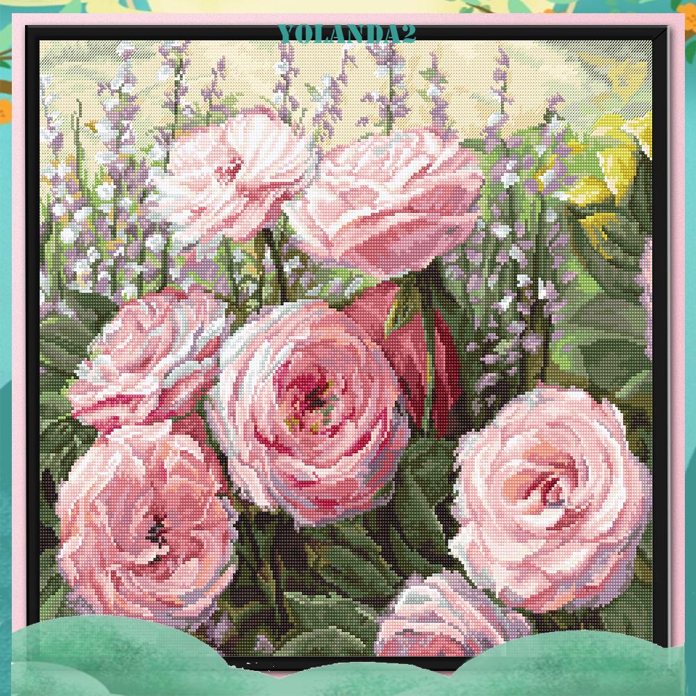 Bộ Tranh Thêu Chữ Thập Tự Làm Họa Tiết Hoa Hồng Trang Trí Nội Thất