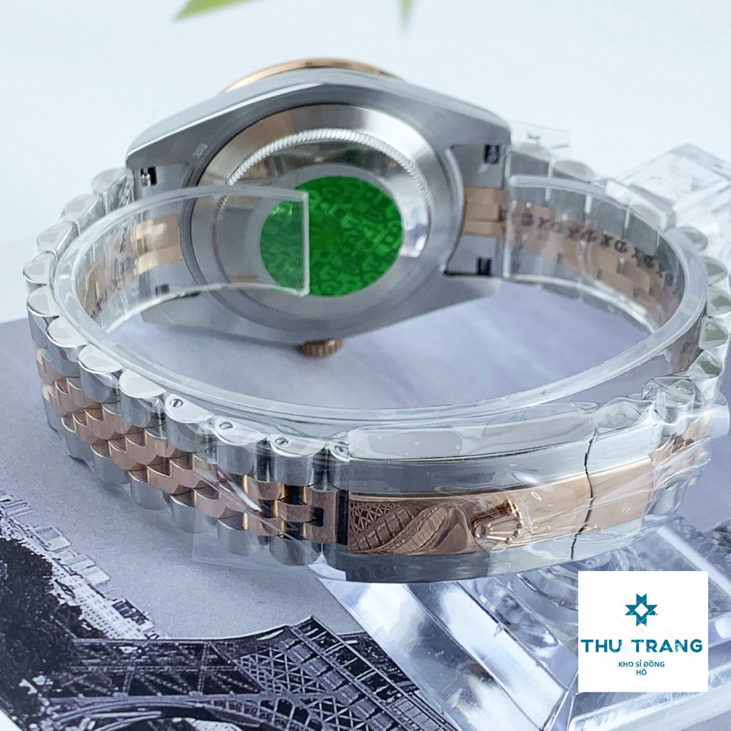 Đồng hồ nam Rolex cơ Automatic máy nhật mẫu Classic mặt nâu viền đá dây demi size 40-41mm