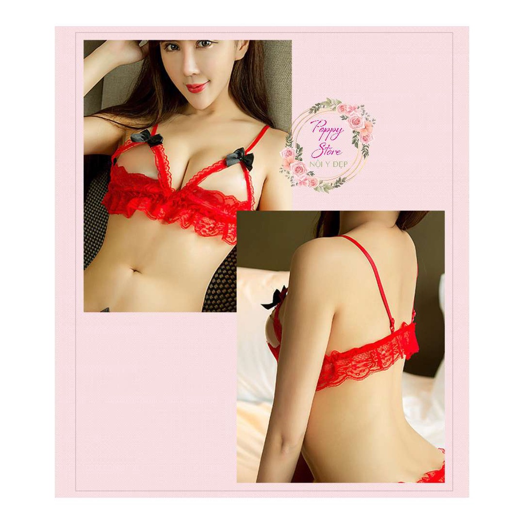 Set đồ lót ren sexy cho nữ ⚡Mã AT54 / CHE TÊN SẢN PHẨM⚡ Đồ lót cosplay cực gợi cảm - Ren mềm mại - khoét chữ V táo bạo