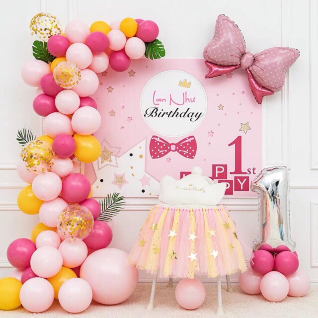 ( Backdrop in decal tên bé ) ( được đổi bóng số tuổi ).