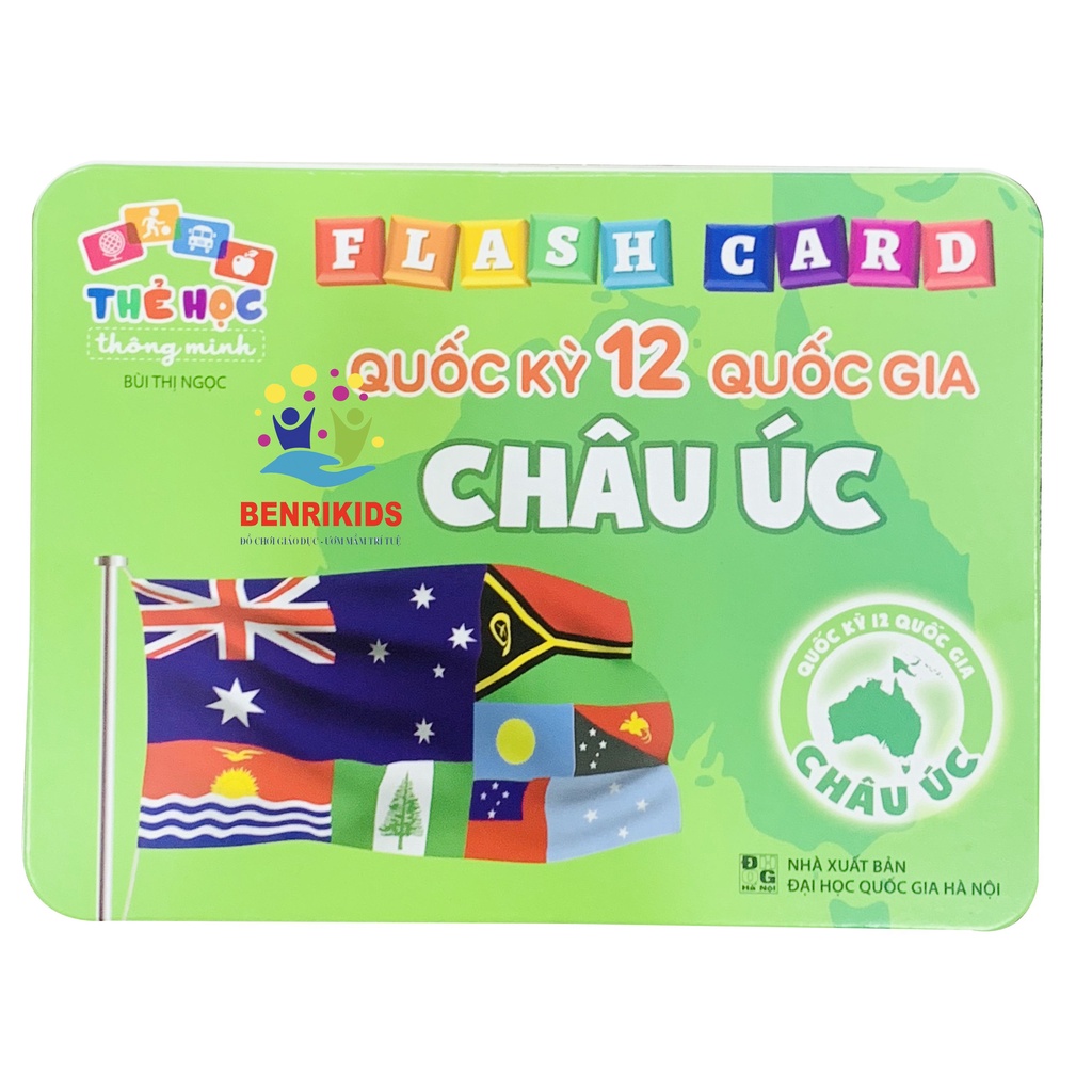 Bộ Thẻ Học Song Ngữ Quốc Kỳ Các Quốc Gia Trên Thế Giới- CHÂU ÚC Flaschcard Kèm Hình Ảnh Sinh Động
