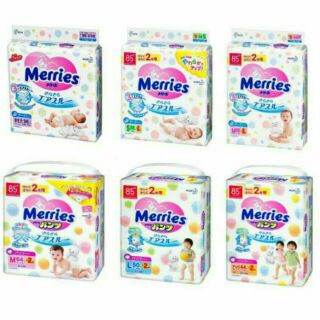 BỈM QUẦN/ DÁN MERRIES NỘI ĐỊA NHẬT SIZE NB96+2/S88+2/M68/M64/L50/L50+2/XL44/XL44+2/XXL28