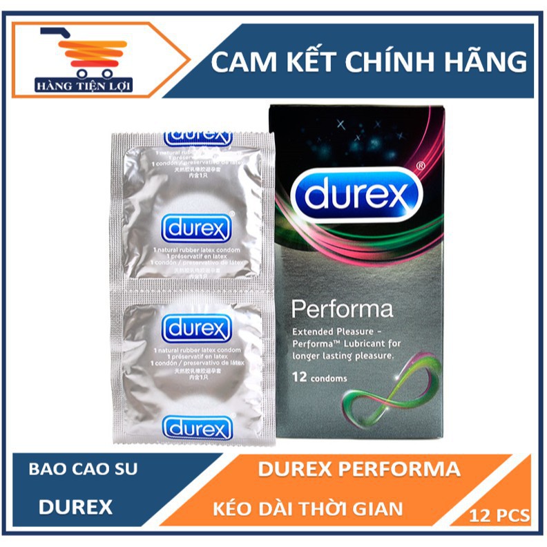 [Hàng Chính Hãng] - Bao cao su Durex Performa - Size 52mm - Hộp 12 cái, Bcs Kéo Dài Thời Gian Yêu, Bcs Siêu Mỏng.