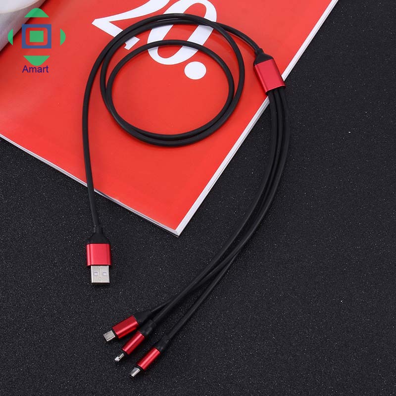 Cáp sạc truyền dữ liệu USB loại C 1.2m 3 trong 1 cho iPhone Samsung Xiaomi nhiều màu lựa chọn | BigBuy360 - bigbuy360.vn