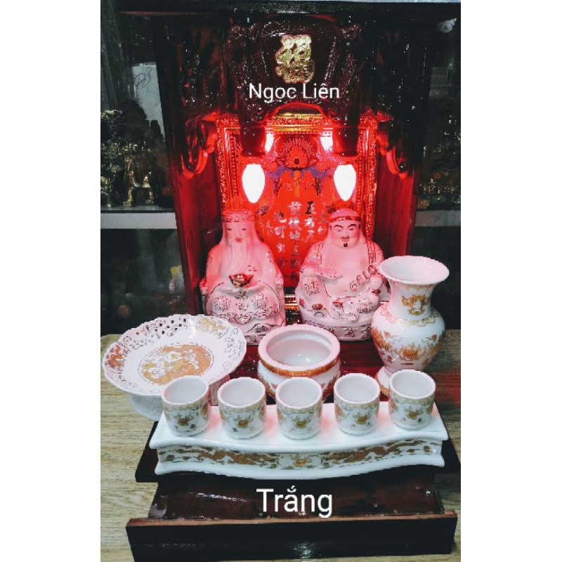 BÀN THỜ THẦN TÀI-ÔNG ĐỊA NGANG 30cm [COMBO GỒM 7 MÓN]