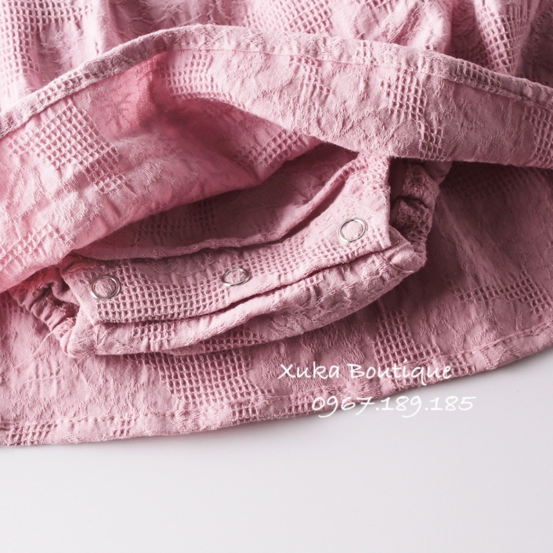 Bodysuit Dài Tay Giả Váy Kèm Mũ Tiểu Thư Cổ Ren Cánh Tiên Cao Cấp Bé Gái
