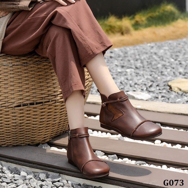 G073 - ENDA KISUHI Giày Handmade Da Thật Martin Phối Da Nghệ Thuật