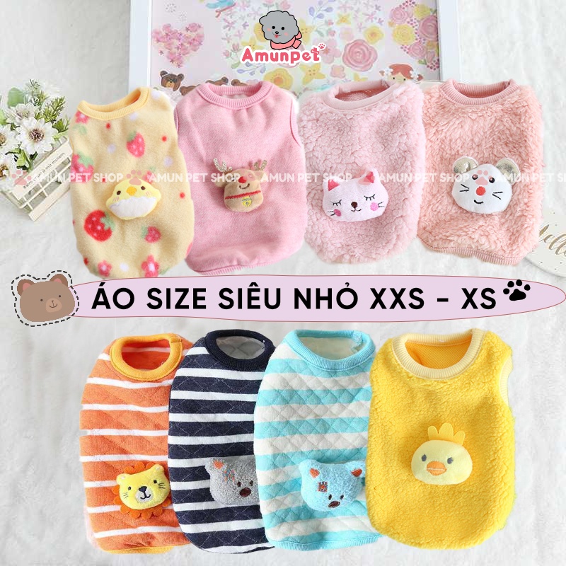 Áo Nỉ Cho Chó Mèo Con Size Bé Mới Sinh Siêu Nhỏ XXS - XS Quần Áo Thú Cưng Mặc Mùa Đông Ấm Nhiều Mẫu Giá Rẻ Amun Pet