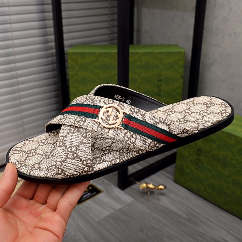 Dép quai chéo cao cấp cho nam hoạ tiết thương hiệu Gucci GC/GG mẫu mới