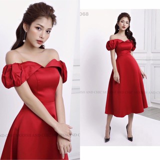 Váy đỏ xoè tafta V068 -  Mimo Shop phân phối chính thức ( kèm ảnh thật shop tự chụp)