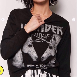 Áo Thun F21 Đen Tay Dài In Đầu Ngựa Wonder - 0543