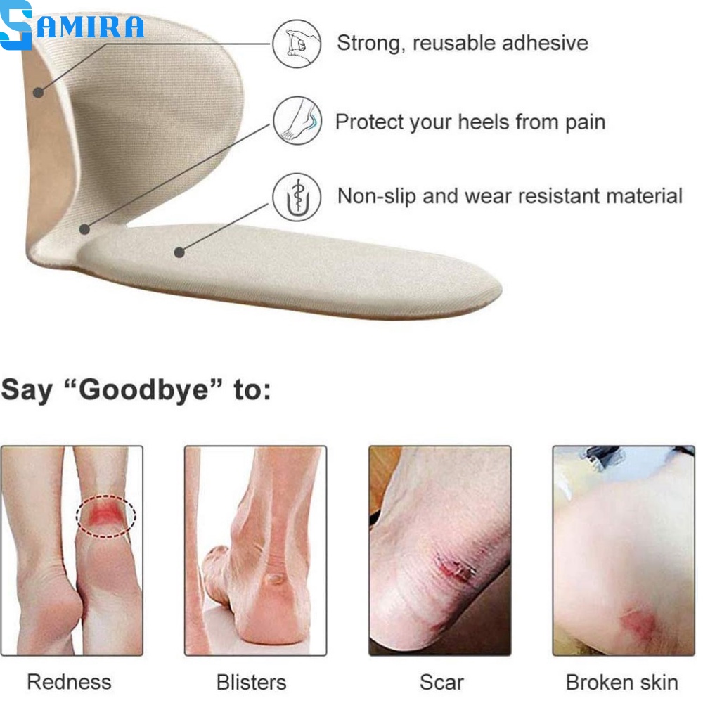 2 Miếng lót giày bảo vệ gót chân chống trượt chống rộng thốn gót tiện lợi có keo dán cố định SA18
