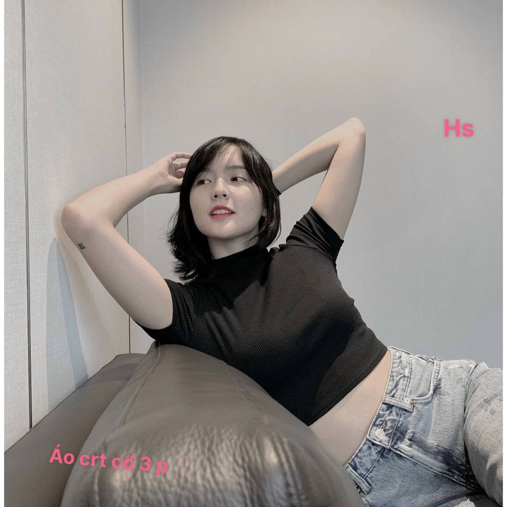 Áo Croptop⭐SALE⭐ Áo Thun Cộc Tay Cổ Lọ ULZZANG BASIC form body bố sát chất liệu vải nhập khẩu cao cấp | BigBuy360 - bigbuy360.vn