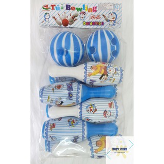ĐỒ CHƠI BOWLING DORAEMON/ NGƯỜI NHỆN CHO BÉ (10 CHAI & 2 BÓNG NHỰA)