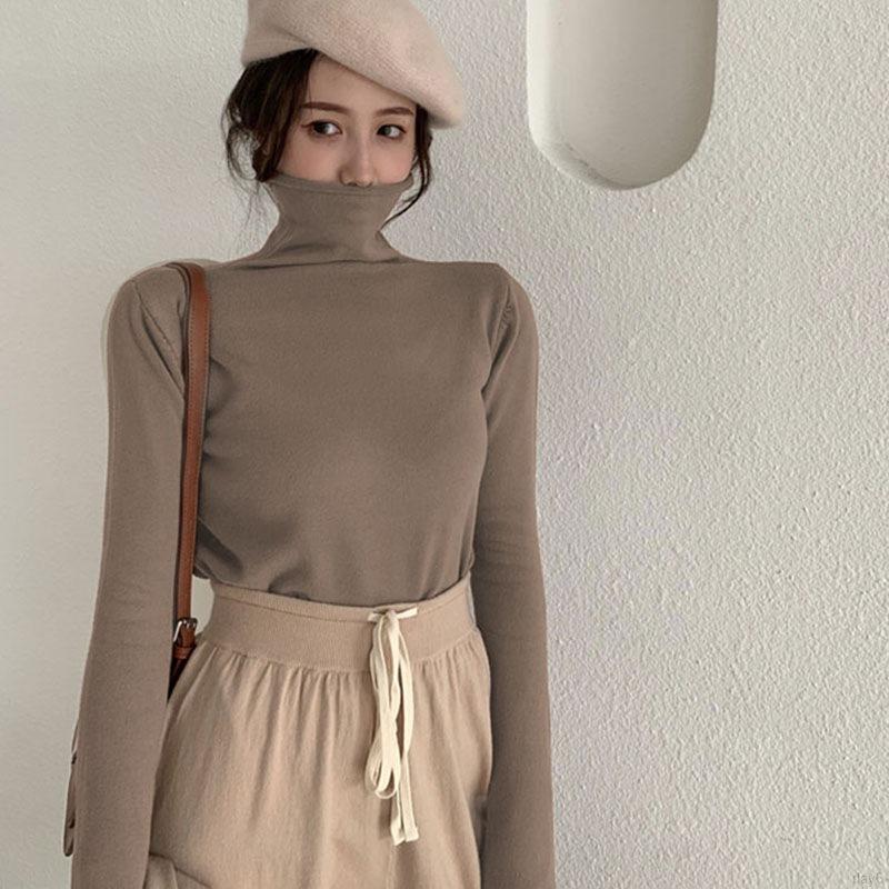 Áo Len Nữ Dài Tay Cổ Lọ Thời Trang Hàn