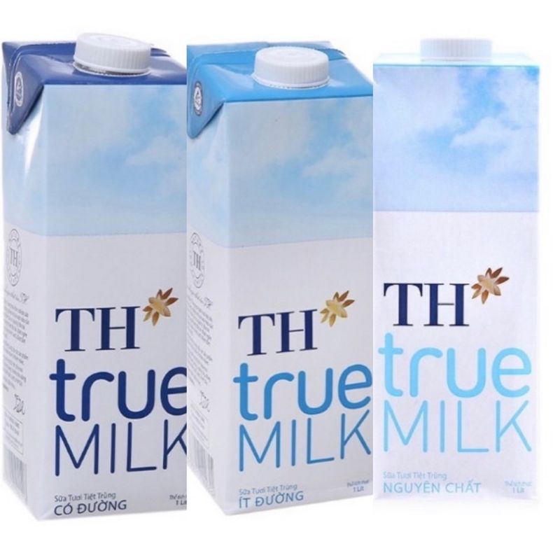 Hộp 1 lít sữa tươi TH true Milk (ít đường/ có đường/không đường)