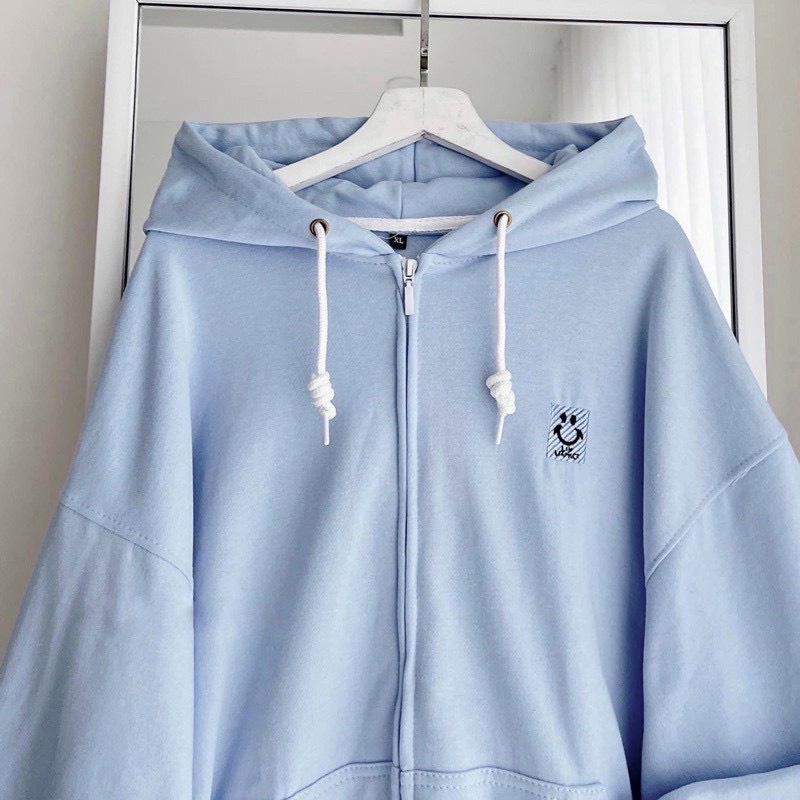 FREE SHIP ÁO KHOÁC NỈ TAY BỒNG HOODIE CHẤT PE MỀM MỊN THOÁNG MÁT THÊU MẶT CƯỜI tnm shop 2022