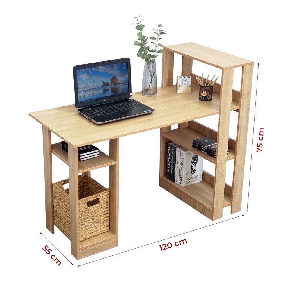 Bàn làm việc liền giá sách gỗ đa năng Tâm House B160 (120*55*75)