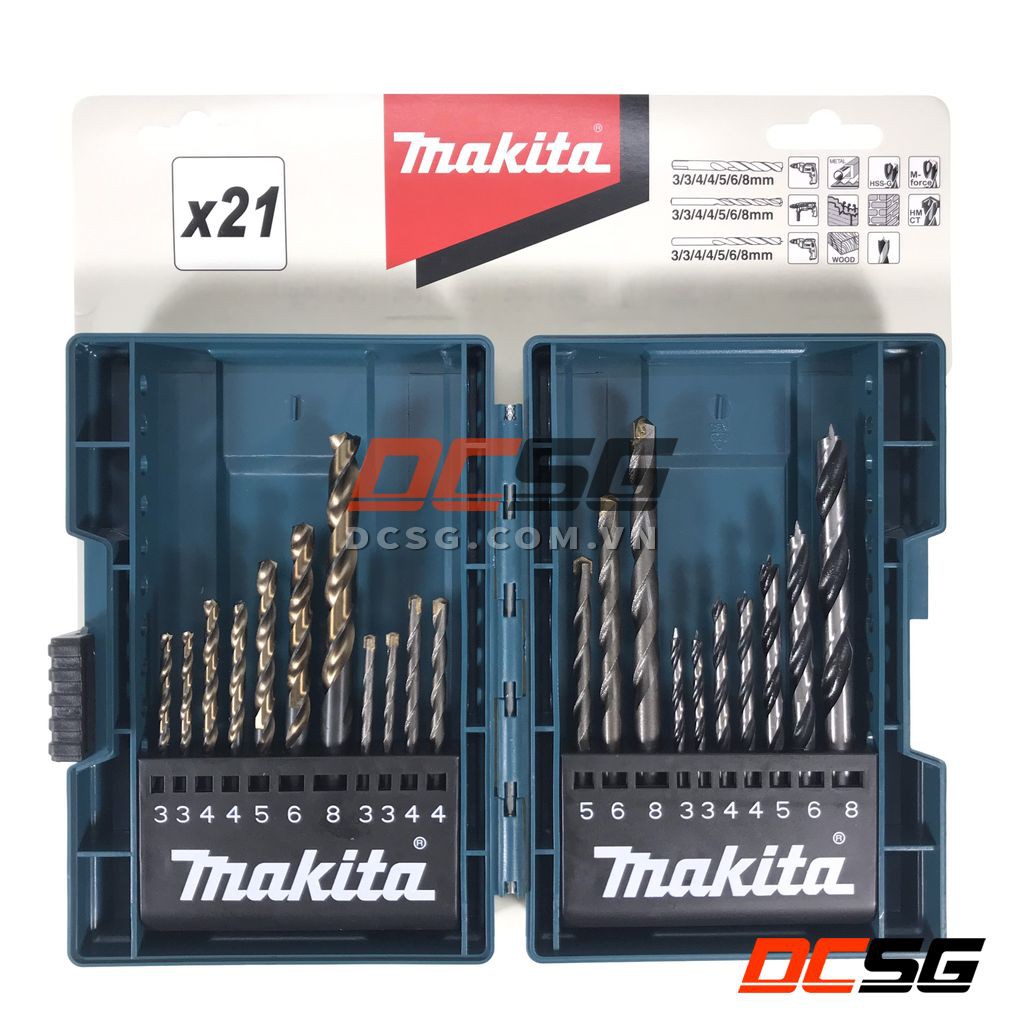 Bộ mũi khoan Kim loại - tường - gỗ 21 cái Makita B-44884 | DCSG