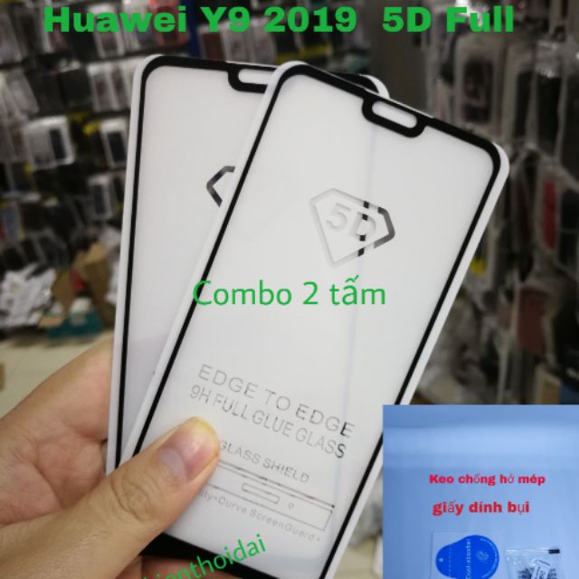 Cường lực 5D Huawei Y9 2019 Full màn Full keo tặng keo chống hở mép ( Đen )