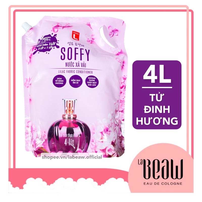 Nước xả vải SOFFY 4L Hàn Quốc - hương Hoa Tử Đinh Hương