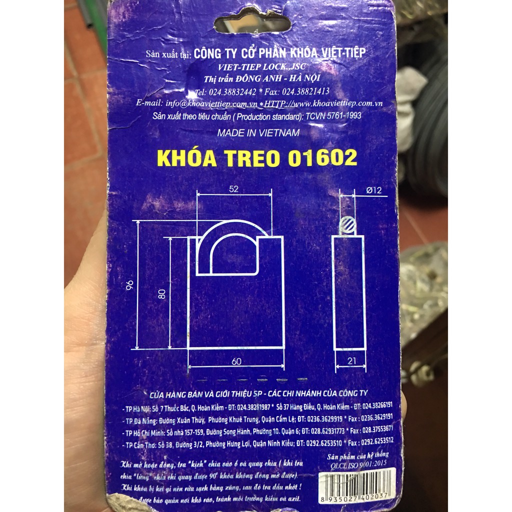 KHÓA CỬA CHỐNG CẮT VIỆT TIỆP CẦU 12 01602