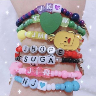 Vòng tay BTS hạt cườm phối charm Jhope handmade (Sẵn V)