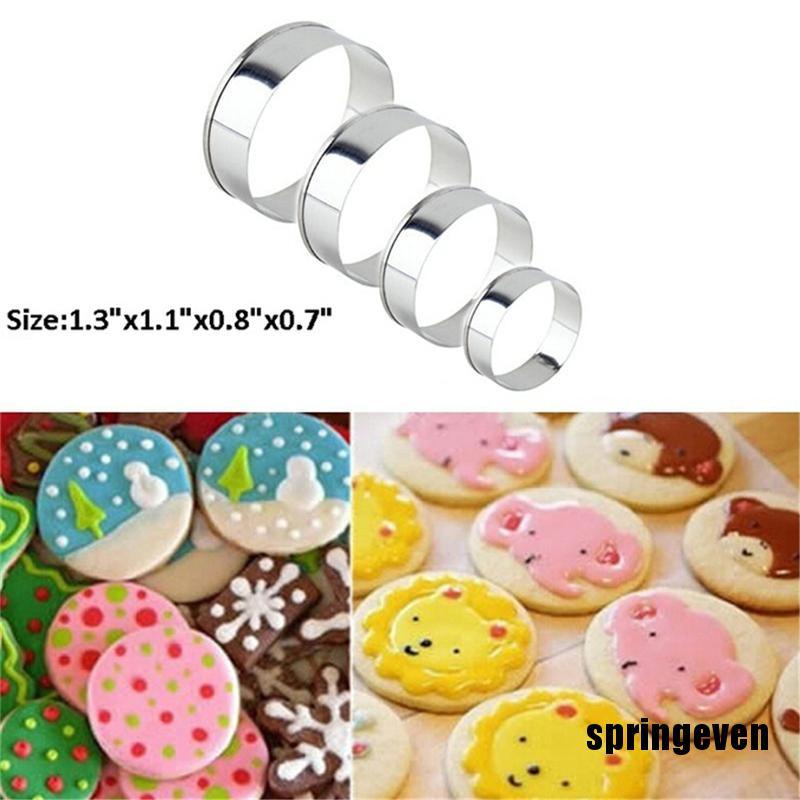 Bộ 4 Khuôn Cắt Bánh Quy Hình Tròn Bằng Thép Không Gỉ