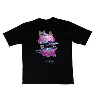 MACARON-Áo thun tay lỡ dáng rộng cotton bốn chiều Wonder planet