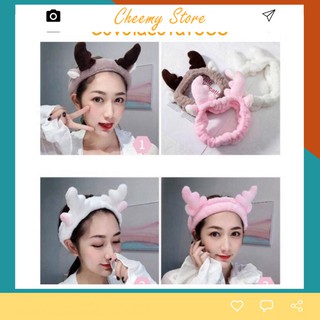 ⚠️ FREE SHIP⚠️ Băng đô rửa mặt sừng huơu , băng đô tuần lộc vải nhung cao cấp