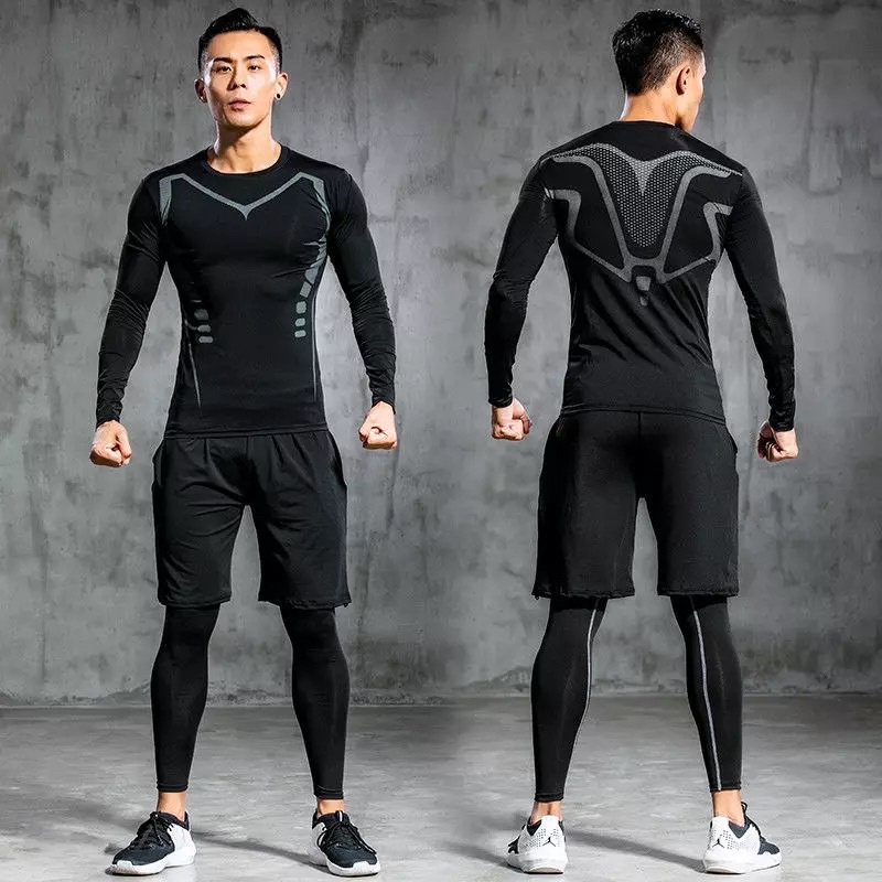 Áo Legging - Áo Giữ Nhiệt Chuyên Thể Thao Nam Dài Tay Đen Có Hình