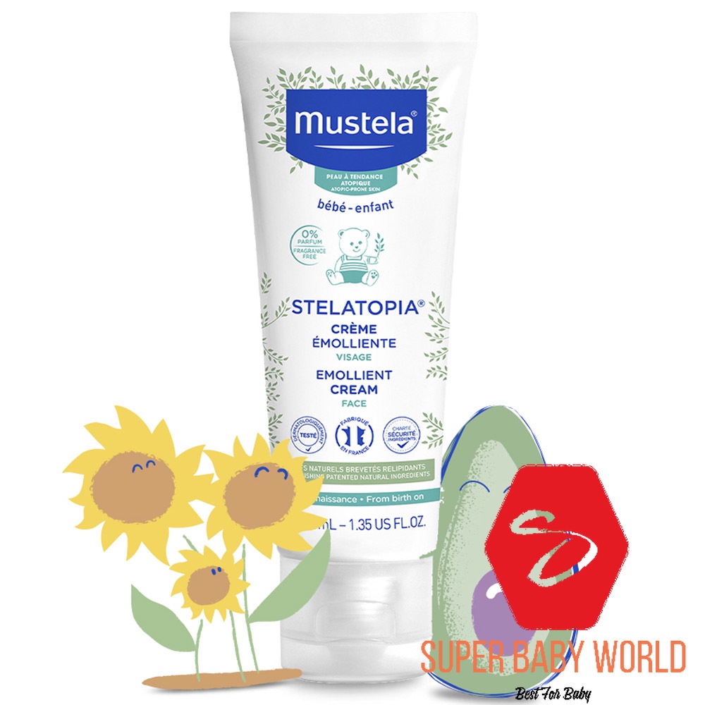 Kem Dưỡng Da Mặt Cho Em Bé Da Chàm Thể Tạng  Mustela Stelatopia Emollient Cream 40ml