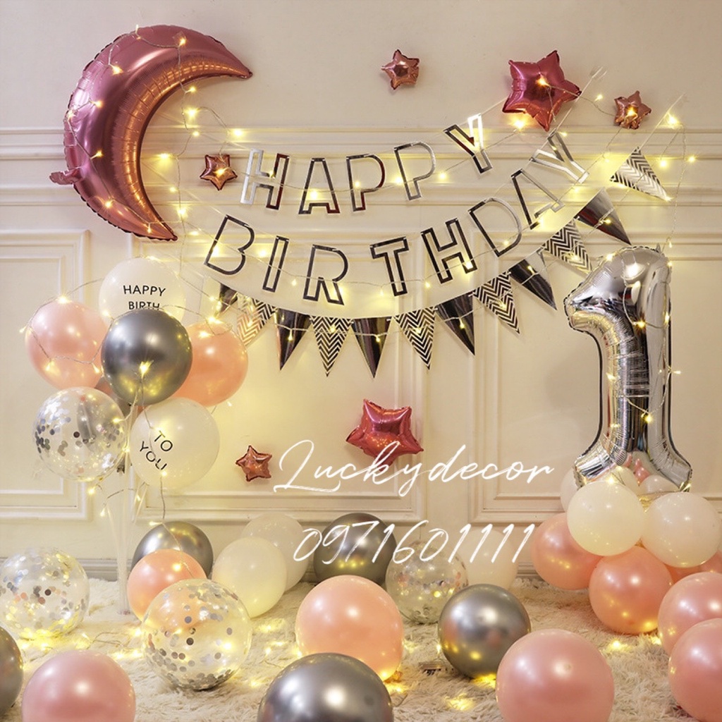 Dây Cờ Ép Kim Happy Birthday Chữ Rỗng MM785 Chọn Màu