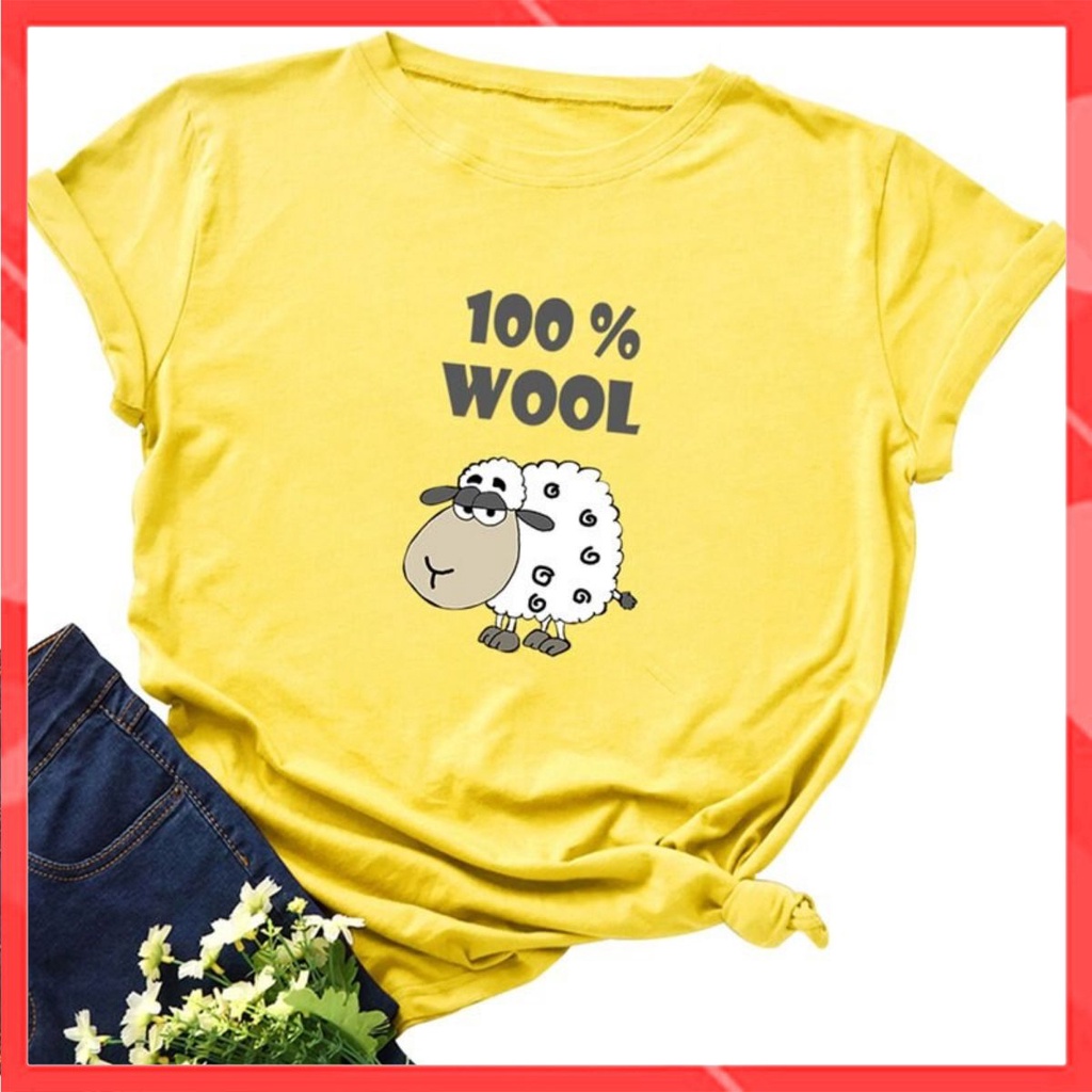Áo thun phông nam nữ form rộng Familylove - Mẫu áo Unisex Chú Cừu 100&amp; WOOL chất Cotton 100% cao cấp