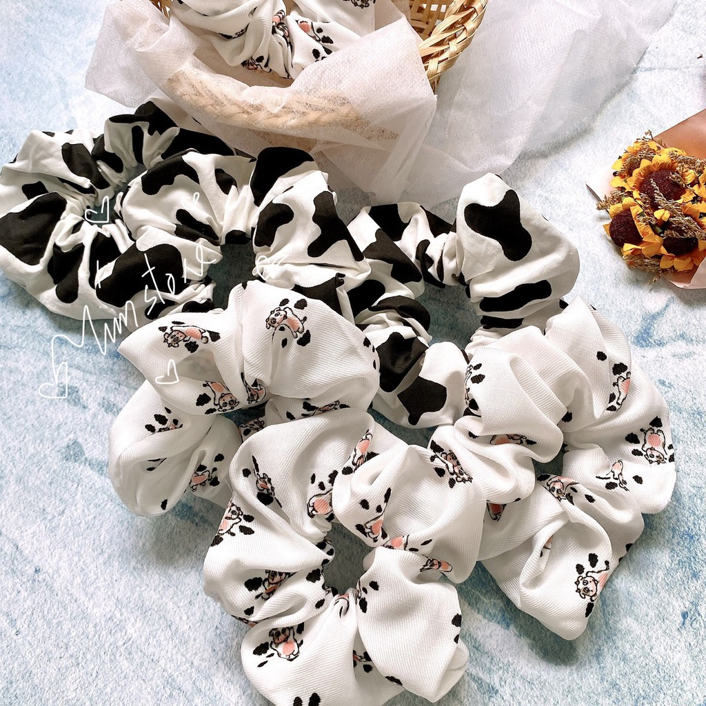 {Ảnh thật} SCRUNCHIES LỤA XỊN B&Ograve; SỮA, UNICORN PONY, KHỦNG LONG HOT TREND ULZZANG