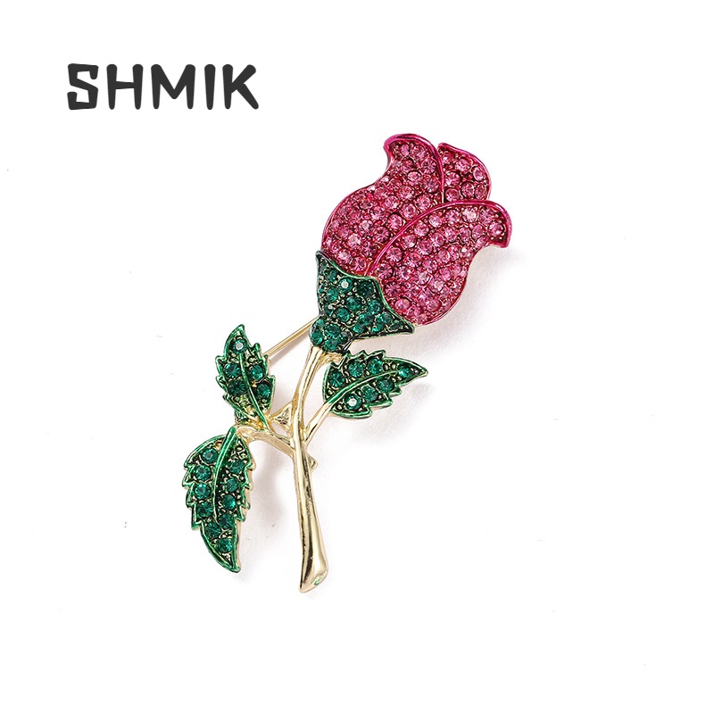 Ghim Cài Áo Hình Hoa Hồng Đính Đá Sang Trọng Cho Nữ