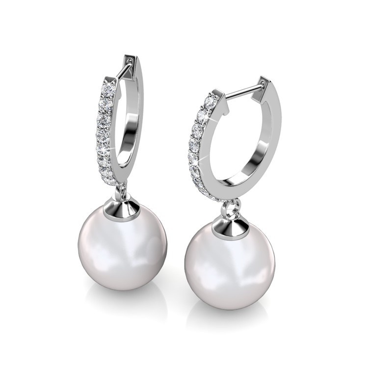 Khuyên tai bạc ý 925 mạ vàng trắng 18k pha lê Swarovski CECY-DE0312