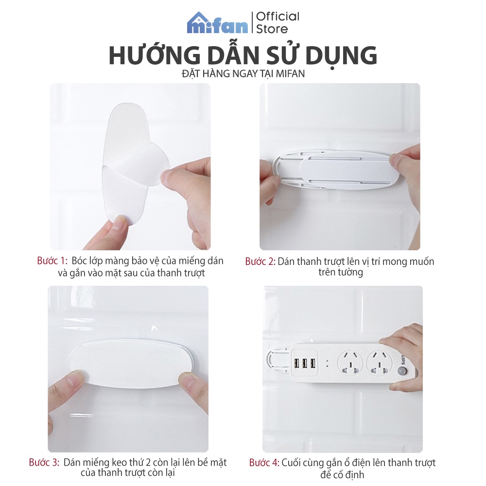 Miếng Dán Tường Treo Ổ Điện, Router Wifi, Điều Khiển Đa Năng MIFAN - Keo Siêu Dính - Nhựa ABS Cao Cấp