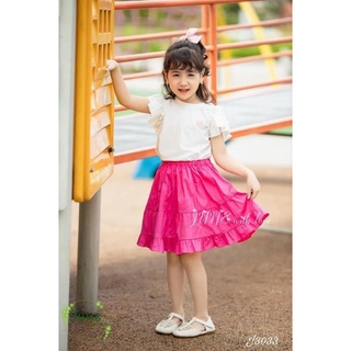 Set đầm váy đi biển,đi du lịch,đi học cho bé gái♥️Áo cotton 4c cùng chân váy xòe màu hồng hottrend♥️Size 1-10Y(8-40 ký)
