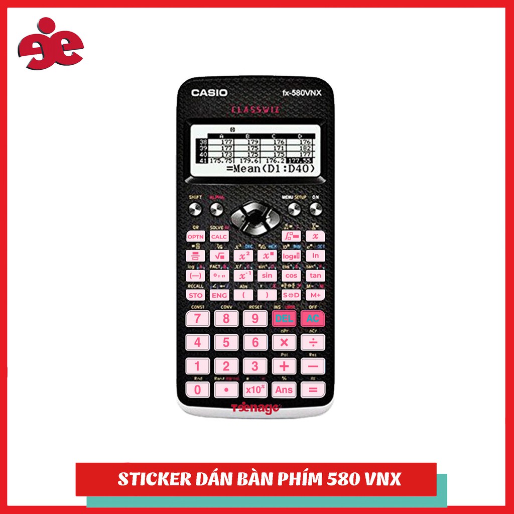 Sticker decal bàn phím máy tính  Casio fx 580vn x, Vinacal 570esplus 2  CSX005