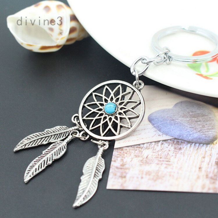 Móc Khóa Hình Dreamcatcher Phối Lông Vũ Thời Trang