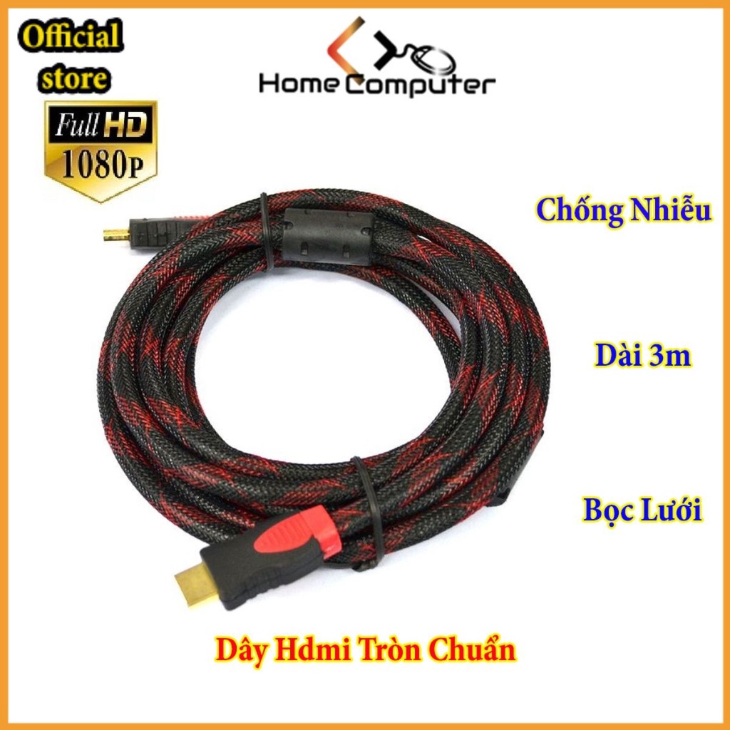 Dây cáp tín hiệu, dây HDMI 1.5m, 3m, 5m tròn chuẩn 1.4v hàng chất lượng.bảo hành 3 tháng - Home Computer .Offical Store