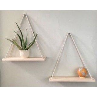 đợt kệ treo tường gỗ tự nhiên trang trí bằng dây thừng chống nước