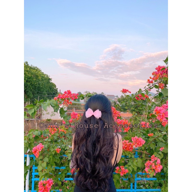 Kẹp nơ voan nhũ đơn giản xinh xắn k đuôi